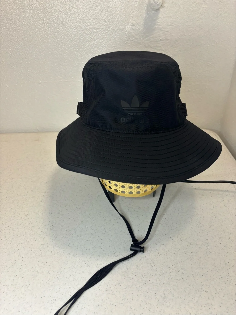 adidas Black Bucket Hat with Chin Strap